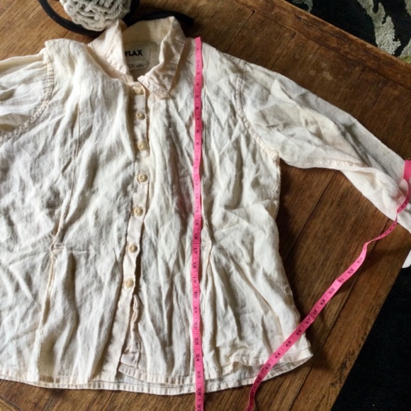 Flax 100% Linen button up shirt MEDIUM - Picture 9 of 14
